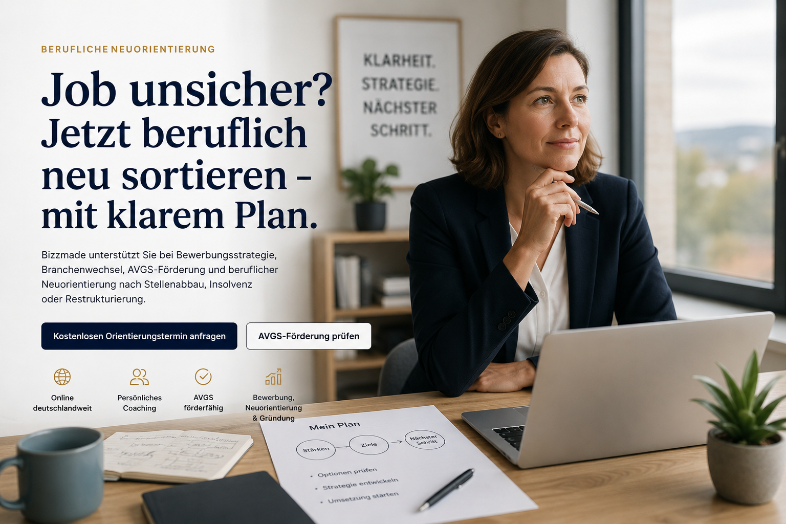 Berufliche Neuorientierung nach Stellenabbau und Insolvenz – persönliches Bewerbungscoaching, AVGS-Förderung und Gründungscoaching mit Bizzmade Berufliche Neuorientierung nach Stellenabbau und Insolvenz – persönliches Bewerbungscoaching, AVGS-Förderung und Gründungscoaching mit Bizzmade