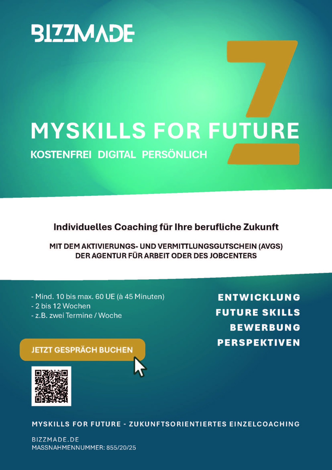Skill4Future Flyer Seite 1 – AVGS-geförderte Weiterbildung in KI, ChatGPT, digitalen Skills und Online-Marketing