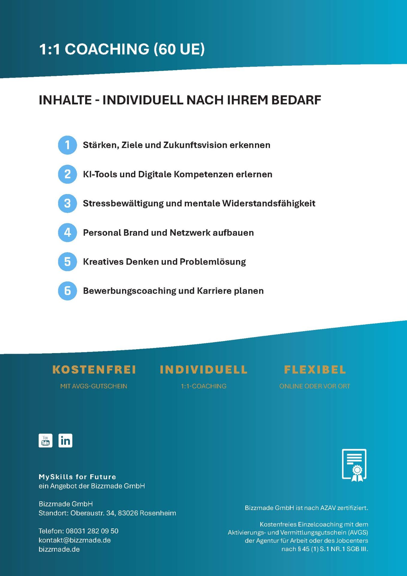 Skill4Future Flyer Seite 2 – Inhalte, Ablauf und Förderung der Bizzmade Weiterbildung